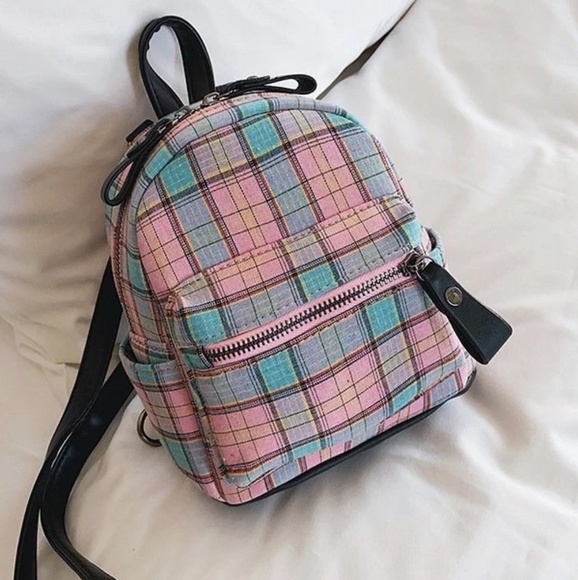 Bags | Plaid Mini Backpack | Poshmark